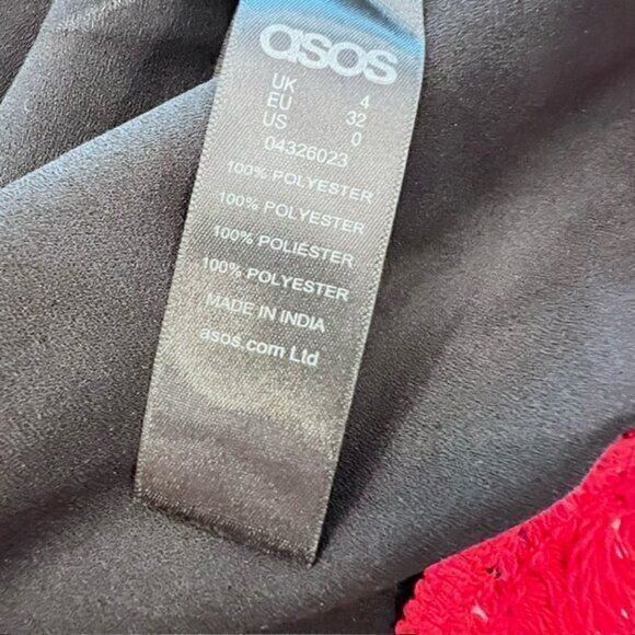 ASOS Fringed Western Tank Top Womens Black Red Embroidered Rockabilly Size 0 - Picture 10 of 11